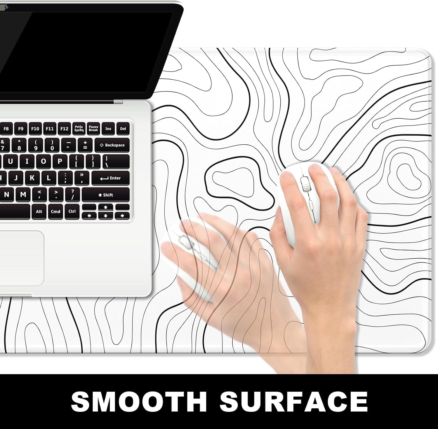 Large Mouse Pad, Desk Pad, XXL XL Extended Gaming Mouse Pad, Desk Mat for Office & Home, Long Keyboard Mat, Huge Mouse Pad, Desktop Full Cover 35.5 x 15.7 Inches, Minimalist Abstract Lines