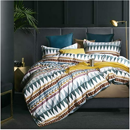 Bohemian Duvet Cover Striped Ethnic Boho Reversible Southwestern 400tc Cotton Bedding 3pc Set Navy White Orange Modern Geo Aztec Print King Teal Rust Canada Bohemian Duvet Cover Striped Ethnic, Navy King Size Bedding Cotton
