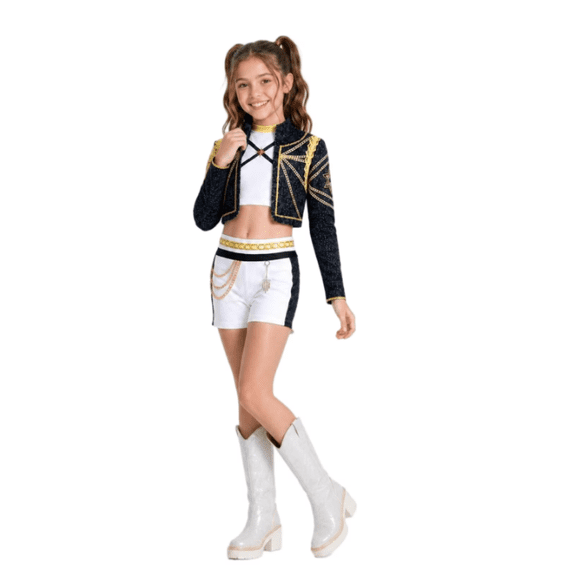 G'irl's Popular Singer Cosplay Costume, Pop Star Idol Stage Performance Outfit, Jacket & Shorts Set, Halloween Party Dress Up Costumes