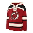thumbnail image 2 of Men's '47 Nico Hischier Red New Jersey Devils Player Name & Number Lacer Pullover Hoodie, 2 of 3
