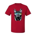 thumbnail image 2 of DJ Kitty Cat with Headphones | Mens Cat Lover Graphic T-Shirt, Red, Large, 2 of 3