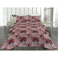 thumbnail image 2 of Ambesonne Vintage Quilted Bedspread Set 3 Pcs, Watercolor Summer Flowers, Twin, Dark Coral and Sage Green, 2 of 4
