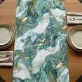 thumbnail image 5 of Green Ombre Golden Marble Table Runner, Abstract Marble Crack Washable Cotton Linen Table Runners 72 Inches Long, Dresser Scarf Runner for Dining/Coffee/TV Stands/Kitchen/Cabinets 16''x72'', 5 of 9