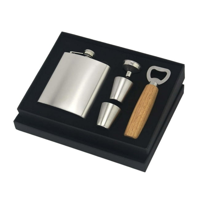 Set de regalo de petacas con embudo y vaso de chupito, petaca de bolsillo de acero inoxidable con abridor