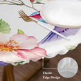 thumbnail image 4 of Round Table Cover 36-44 Inch Colorful Hummingbird Waterproof Reusable Table Cloth Round Fitted Vinyl Tablecloth with Elastic Edged for Parties Outdoors, Spring Pink Flowers Branch, 4 of 9