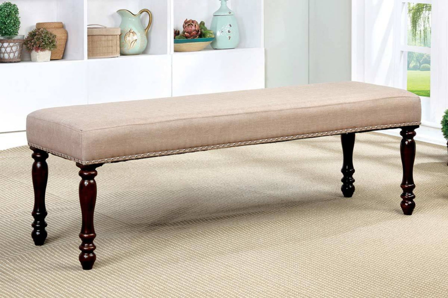 small padded living room bench