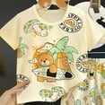 thumbnail image 3 of Faraee Toddler Pajamas Baby Boys Girls Cotton 2 Piece Cute Summer Sleepwear Short Sleeve Kids Clothes Loose Fit PJs Outfit (2-3 Years,Beige), 3 of 4