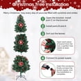 thumbnail image 6 of 7ft Pre-Lit Spruce Pencil Christmas Tree with 450 Lights, 920 Full Branch Tips, Slim Artificial Xmas Tree Pine Cone & Red Berries, Includes Metal Base, Ideal Xmas Decor for Home and Office, Green, 6 of 11