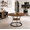 43-59" Brown,Black 02, variant on Ciphrias Extendable Round Dining Table 43-59 Inch, Marble Veneer Top with Storage Shelf Gold Metal Frame for Dining Room Kitchen