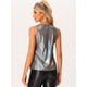 thumbnail image 3 of Camiseta Sin Mangas Con Chaleco Brillante Metálico Brillante Sin Mangas Para Fiesta Y Club Para Mujer Negro sólido1 S, 3 of 5