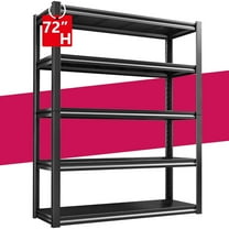 40" W 5-Tier Garage Shelving Heavy Duty 72" H x 40" W x 18" D Storage Shelves 2000LBS Metal Shelving Unit Adjustable Storage Utility Rack for Warehouse Pantry Kitchen, Black