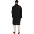 thumbnail image 3 of SKAVIJ Men's Art Silk Printed Kurta Pajama Set Festive Wear Suit Black L, 3 of 6