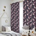 thumbnail image 5 of Blackout Kids Curtains,Dark Blue Cartoon Unicorn Leaf Flower Pattern Childrens Insulated Curtains Set Of 2,Bedroom Essentials,Toddler Room Decor 52"x84", 5 of 5