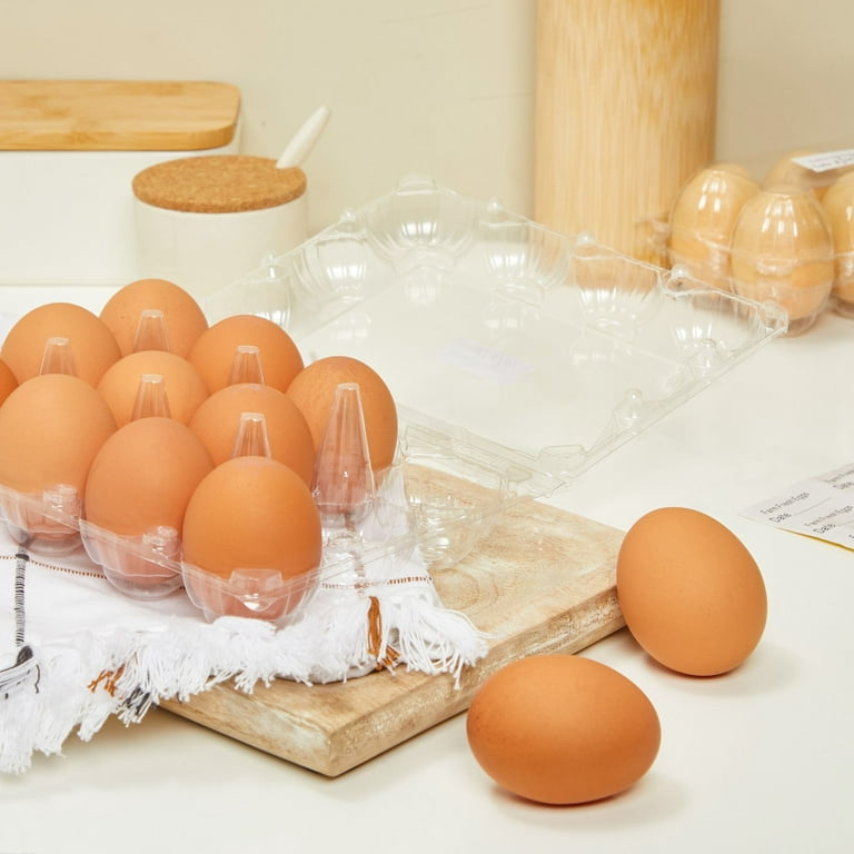 48-Pack Plastic Egg Cartons, Holds 1 Dozen with Date Labels