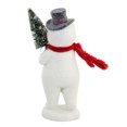 thumbnail image 2 of Christmas Snowman With Tree! Polyresin Top Hat Scarf Glitter 107730, 2 of 3