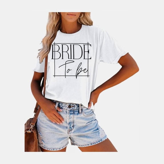 MEESHEEP Bride Shirt for Women Engaged Shirt Bachelorette Party Shirts Bride Crew Short Sleeve Bridal Shower Tee Tops(Bride-White,Large) (1)