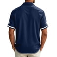 thumbnail image 3 of Havenx Shirts for Men Short Sleeve Floral Print Shirt Button Down Collared Top Vacation Casual Stylish Summer Beach Wear,Navy XL, 3 of 4
