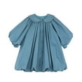 thumbnail image 2 of Zwiiyzr 2-7Y Kids Baby Girl Long Sleeve Doll Collar Shirt Dress Toddler Puff Long Sleeve Solid Color Spring Fall Dress Blue, 2 of 9