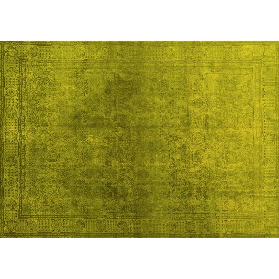 Ahgly Company Machine Washable Indoor Rectangle Persian Yellow Bohemian Area Rugs, 6' x 9'