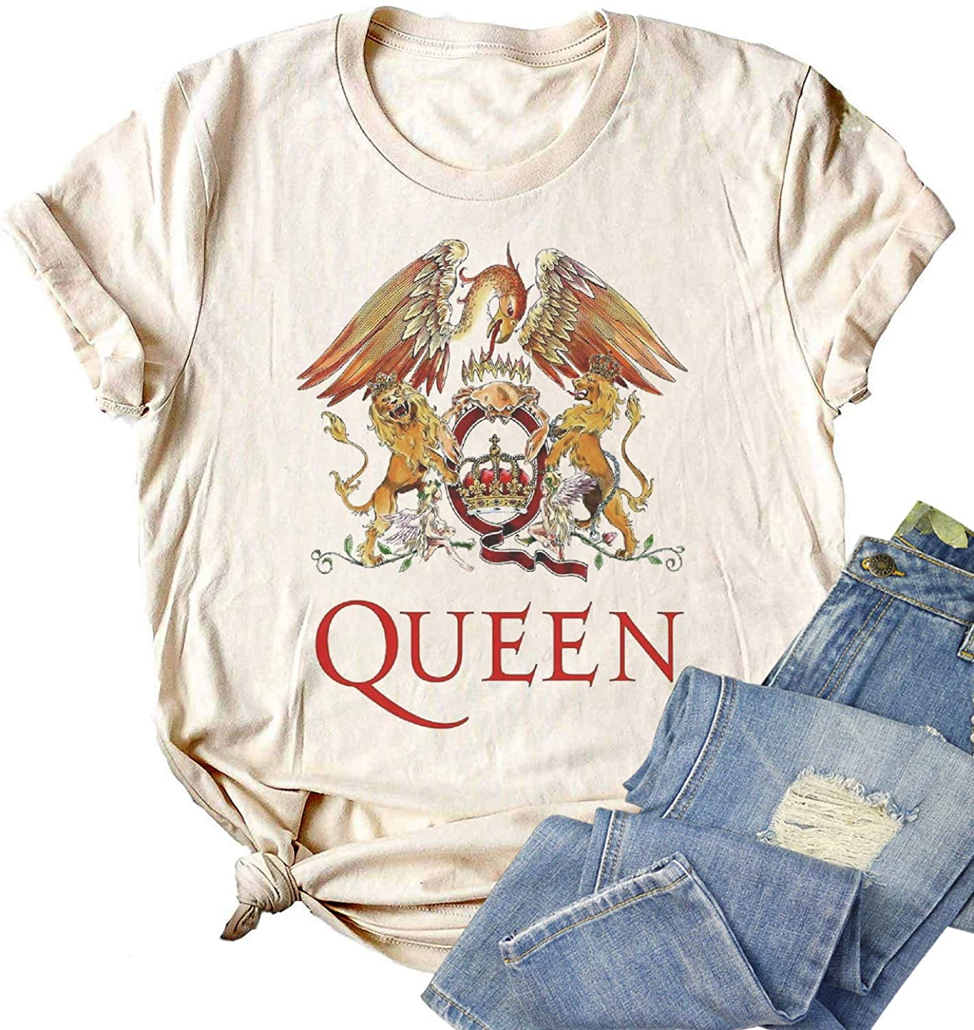 Beopjesk Women Vintage Rock Band T Shirt Queen Rock Music Graphic Tees - Walmart.com
