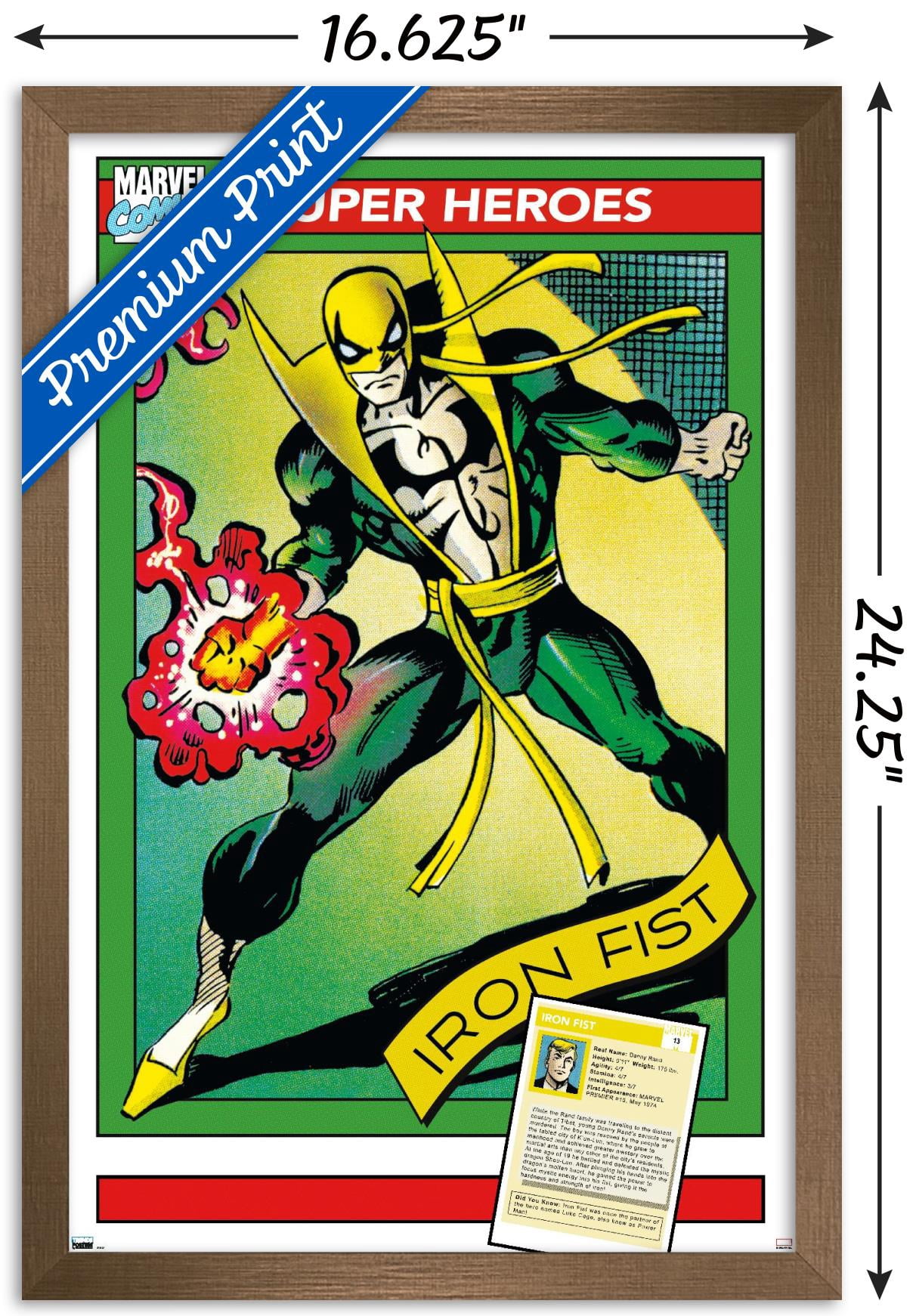 Marvel Trading Cards - Iron Fist Wall Poster, 14.725" x 22.375" Framed