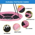 thumbnail image 3 of Hishine 43" 700LBS Saucer Tree Swing for Kids, Waterproof Flying Saucer Swing with A Swivel, Hanging Straps, Adjustable Ropes, Round Mat Spinner Swing for indoor/playground swing set,Pink, 3 of 7
