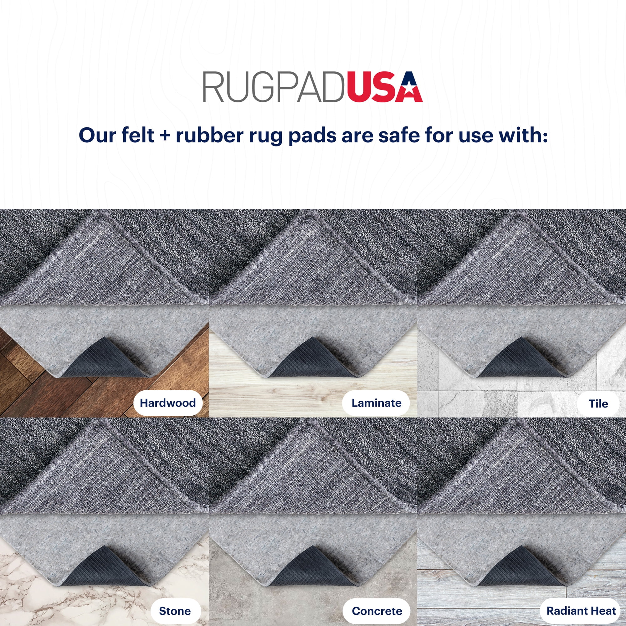 RUGPADUSA - Anchor Grip - 2'x5' - 1/8 Thick - Felt + Rubber - Low Profile  Non-Slip Rug Pad - Available in 3 Thicknesses, Many Custom Sizes, Safe for  All Floors 