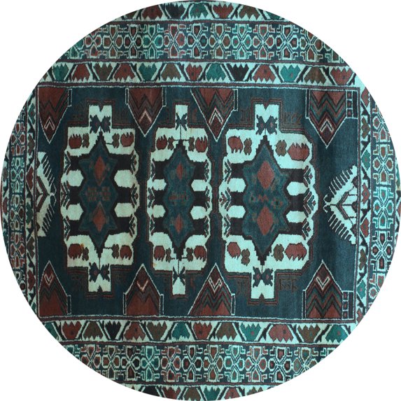 Ahgly Company Indoor Round Persian Light Blue Traditional Area Rugs, 4' Round
