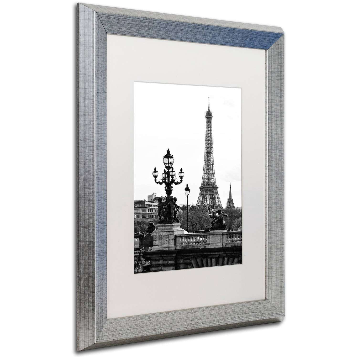 Trademark Fine Art "Paris Romantic" Canvas Art by Philippe Hugonnard, White Matte, Silver Frame