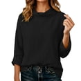 thumbnail image 6 of VBVC Women's Cotton Linen Cowl Neck Blouse , Ladies' Long Sleeve Tunic Top , Casual Summer Work Shirts For Women, S-2XL, 6 of 8