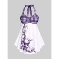 thumbnail image 1 of Tankini de Talla Extra con Estampado de Calavera con Escote Pronunciado en Espalda Rosegal  Leggings de talla grande, 1 of 5