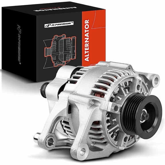 A-Premium Alternator Compatible with Dodge Dakota 2.5L 1999 2000 & Jeep Cherokee, TJ, Wrangler 2.5L 4.0L 1999 2000, 12V 117A 6-Groove Pulley, Replace# 113358, LRA1164, 56005684AB, 56005685AC