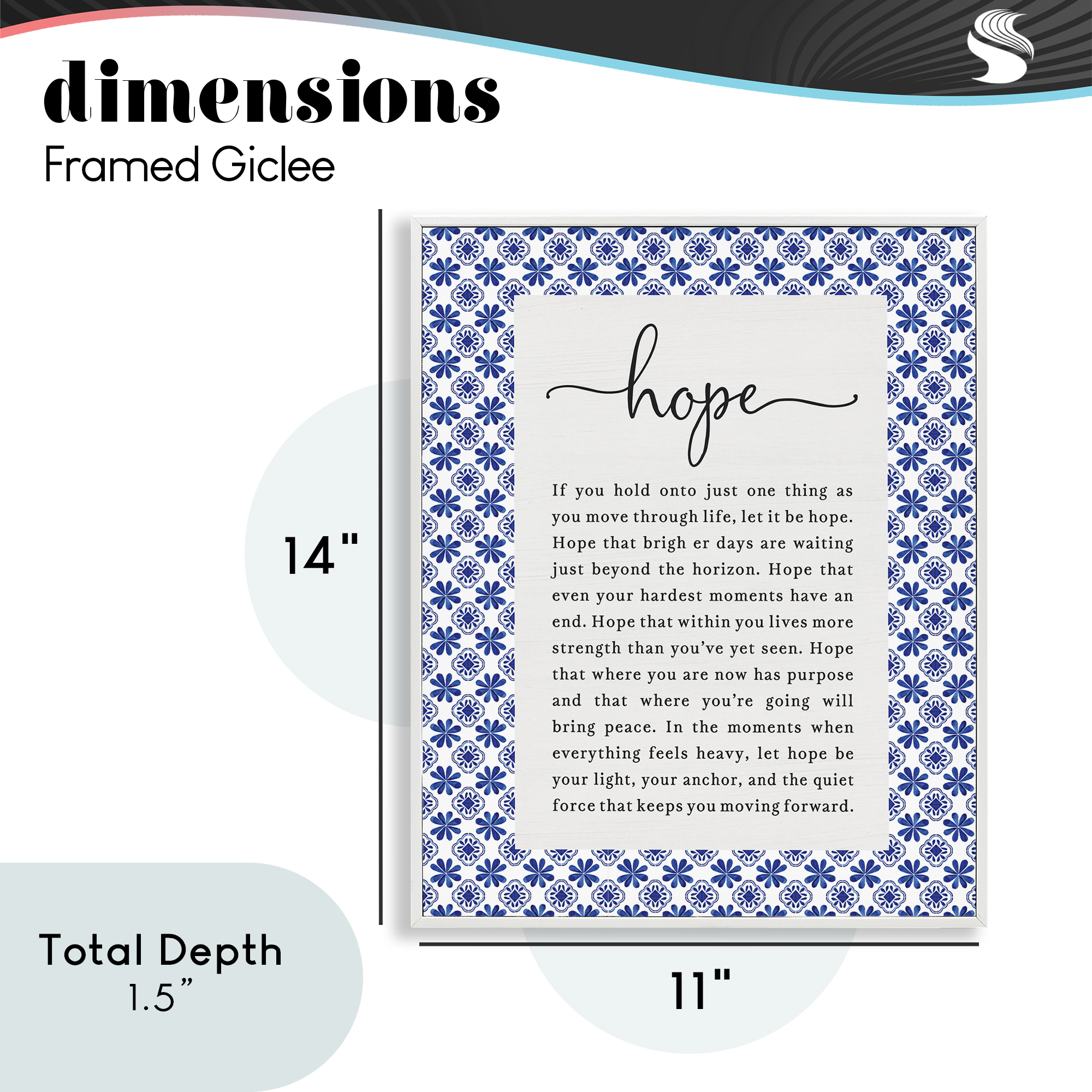 Hope For Brighter Days White Framed Giclee Art, design by Lettered and Lined