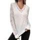 thumbnail image 2 of Camisas de encaje,Blusa de encaje con escote en V para mujer, camiseta de manga larga tipo farol, poliéster, uso diario informal, sopatenor, 2 of 8