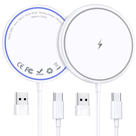 Magnetic Wireless Charger 2 Pack, 15W Fast Magnetic Wireless Charging Pad Charger Pad Compatible for iPhone17/ 16/15/14/13/12 Pro Max Plus, Strong Magnet Charging Pad with USB-C Cable (White)