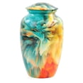 thumbnail image 2 of Nagina International 10" Aluminum Metal Cremation Urn for Cremated Human Ash Remains Storage | Beautiful Artwork Printed Funeral Pot & Cremation Jar (Psychedelic Mix), 2 of 2