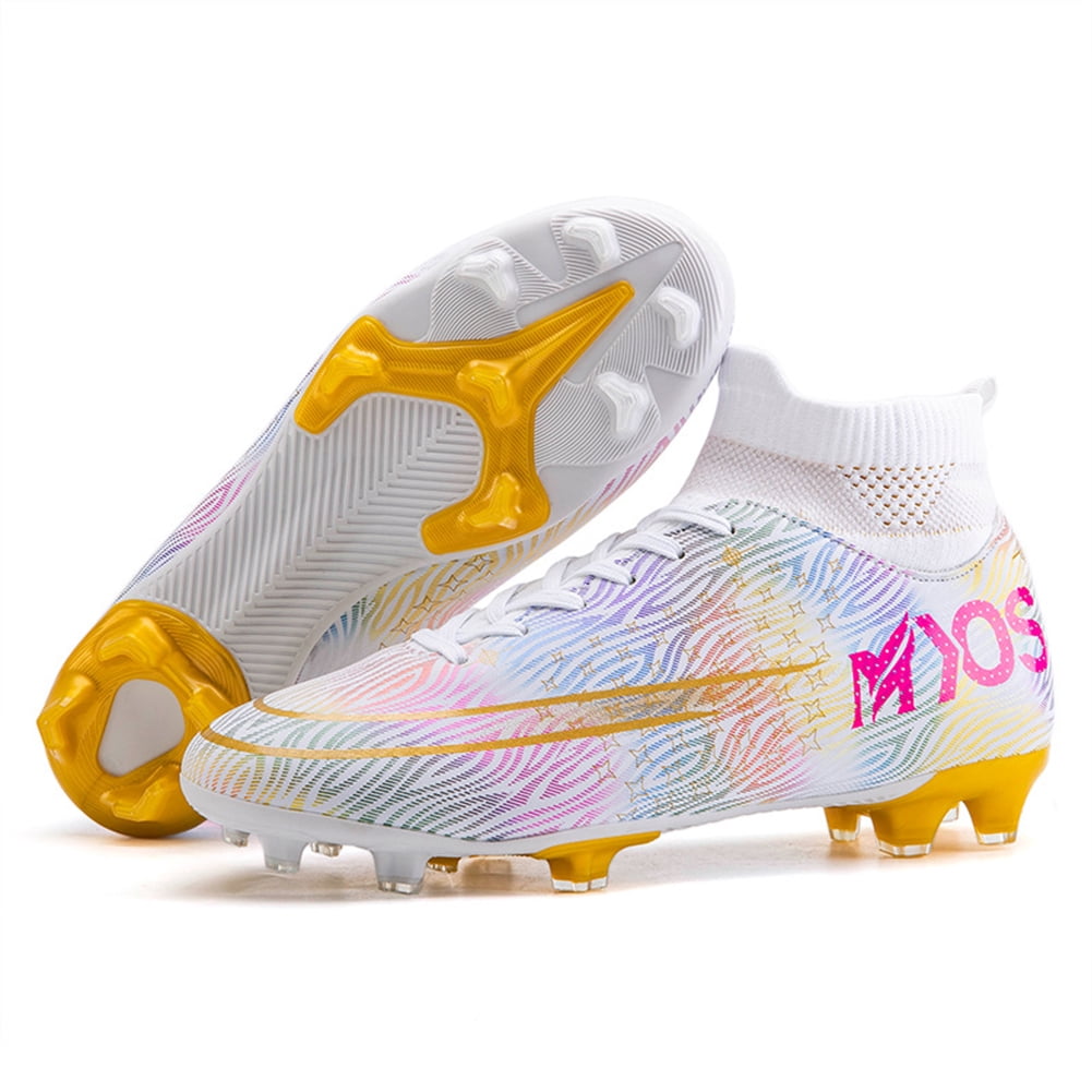 white and gold soccer cleats