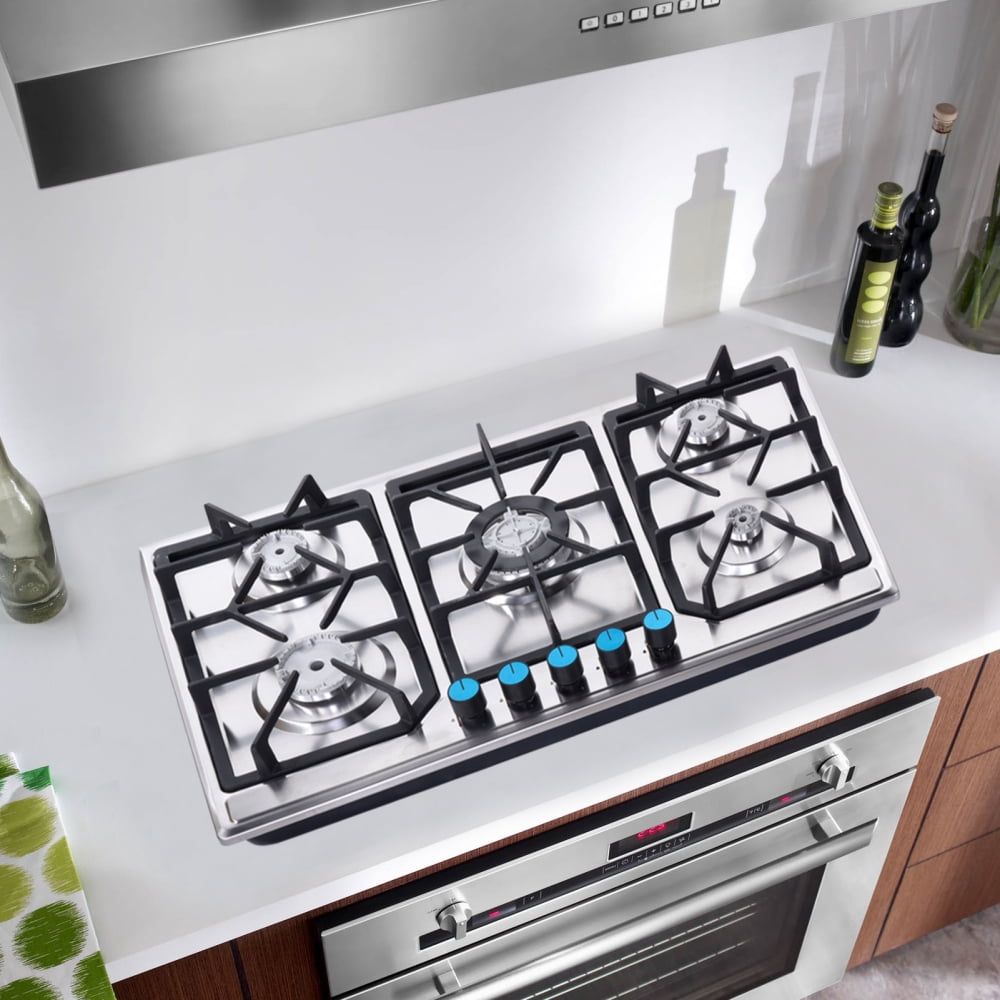 Propane Stove Indoor, Stainless Steel 5 Burner Counter Stove - Powerful Built-in Burners for Home Professional Use