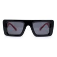 thumbnail image 2 of Womens Retro Squared Rectangular Mod Thick Plastic Sunglasses Black Red - Black, 2 of 4