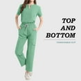 thumbnail image 5 of MLQIDK Scrub Sets for Woman Plus Size Medical Uniforms Stretchy V-Neck Scrub Pants and Tops Nursing Top Scrub Set with Pockets Mint Green L, 5 of 5