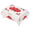 thumbnail image 3 of NFTIGB Vintage Jewelry Box Keepsake Treasure Trinket Organizer with Floral Rose Embossed Design, Zinc Alloy & Soft Velvet Interior, Silver White and Red Roses (3.74 inches / 9.5 cm), 3 of 9