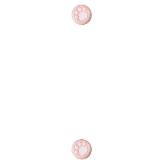 matsuzay pulgar grips caps cóncavo cómodo antideslizante cat paw forma reemplazo perfecto thumbstick cover video game supply type8 no8 par de tapas tipo huella de gato en plástico rosa sobre blanco, vista frontal centrada con dos tapas alineadas en fondo blanco, superficie cóncava y puntos de agarre visibles, tamaño compacto para palancas de mando, paquete de 12 piezas.
