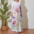 thumbnail image 5 of Large Size Watercolor Wildflowers Spring Summer Long Sleeved Dress Women Dress for Parties Elegant Chic Evening Dresses, 5 of 7