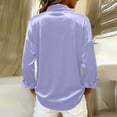 thumbnail image 4 of Womens Dress Shirts Vintage Button Down Satin Shirt Solid Long Sleeve Shirt Casual Blouse Office Work Tops Purple S, 4 of 7