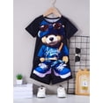 thumbnail image 5 of Conjunto de verano de 2 piezas con estampado de oso de dibujos animados para hombre, camiseta informal de cuello redondo para uso diario, pantalones cortos de playa para hombre para deportes al aire l, 5 of 5