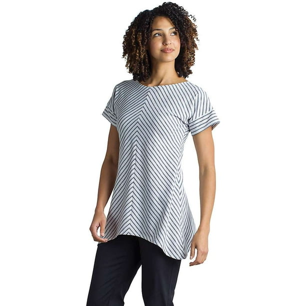 ExOfficio 2012-3049 Women's Wanderlux Crossback Stripe Casual Short Sleeve  Shirt, X-Small, White - Walmart.com