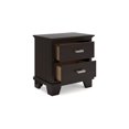 thumbnail image 3 of Benjara BM327965 Teno Nightstand - 2 Drawers - Nickel Handles - Dark Brown Solid Hardwood, 3 of 5