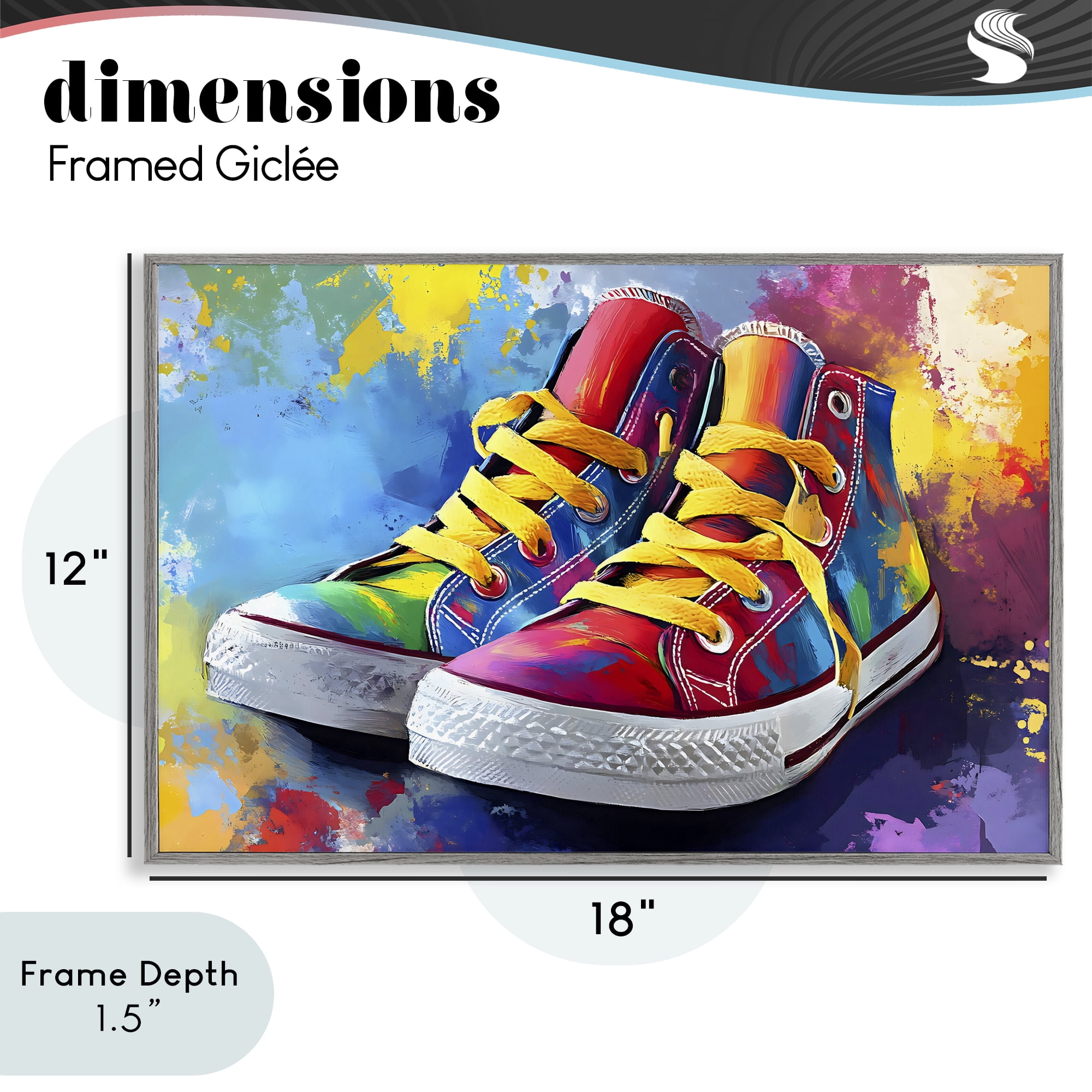 Stupell Industries High Tops with Yellow Laces Gray Framed Giclee Art, design by Creative Studio