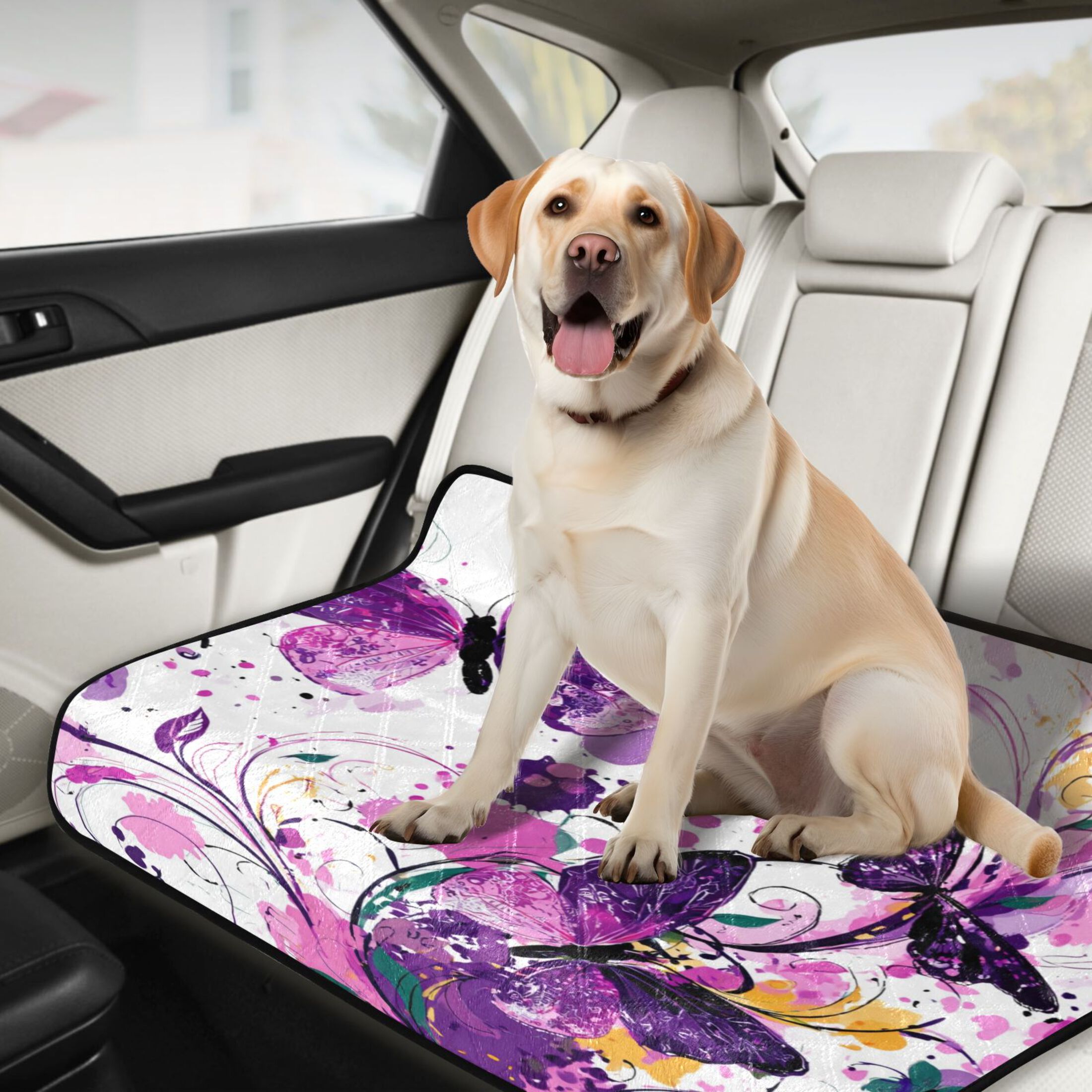 Washable Pet Pee Pads with Super Absorbent Reusable Training Pads for Dogs & Cats Purple Butterfly