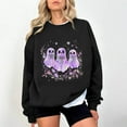 thumbnail image 2 of Chandail en Molleton Imprimé Fantôme pour Femmes Chandail Léger et Chaud Blouses Col Rond Manches Longues Ultra Doux Texturé Tenues de Printemps 2025 Chandail Automne Hiver Vêtements, 2 of 4